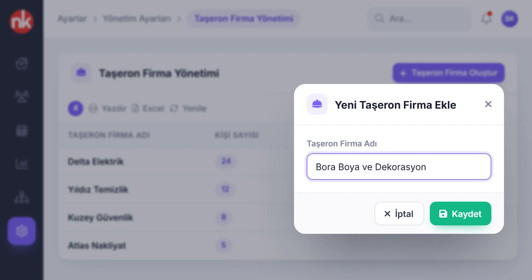 NetKurum taşeron firma yönetimi