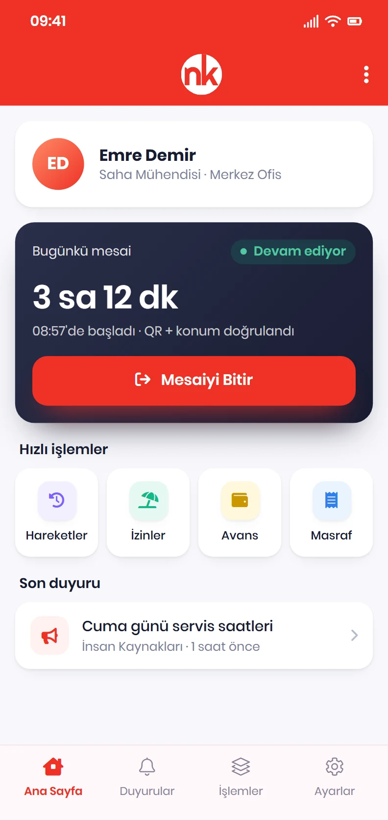 Mobil Uygulama ekranı